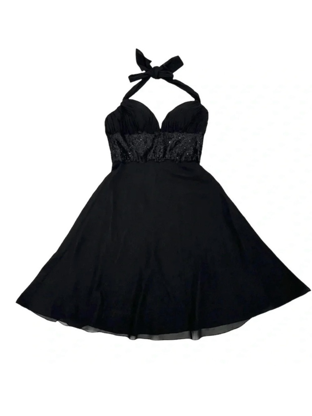 White House Black Market Halter Dress Lace Beaded detail in Black Formal Size 4
